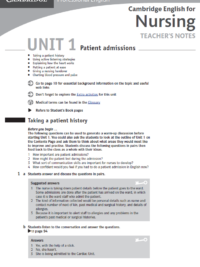Cambridge English for Nursing Intermediate Plus TEACHER'S NOTES (2008 version)
