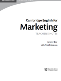 Cambridge English for Marketing Teacher's Notes